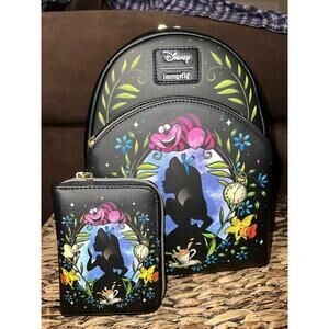 Loungefly  Alice In Wonderland Cameo Mini Backpack Cheshire Cat Wallet